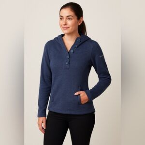 Columbia Blue Knit Fleece Hoodie Pullover – Women’s Small. NWOT.